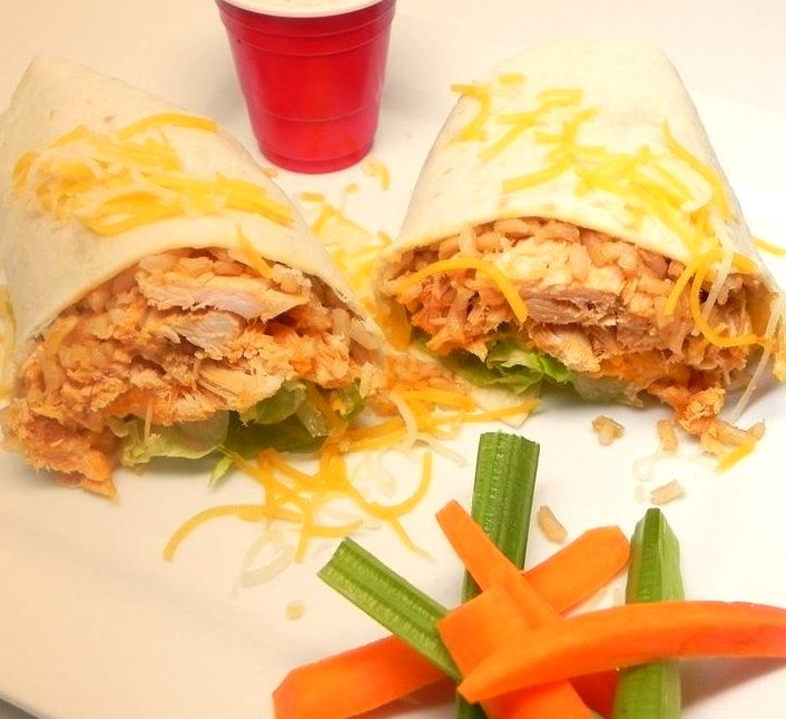 Buffalo Chicken and Rice Wraps