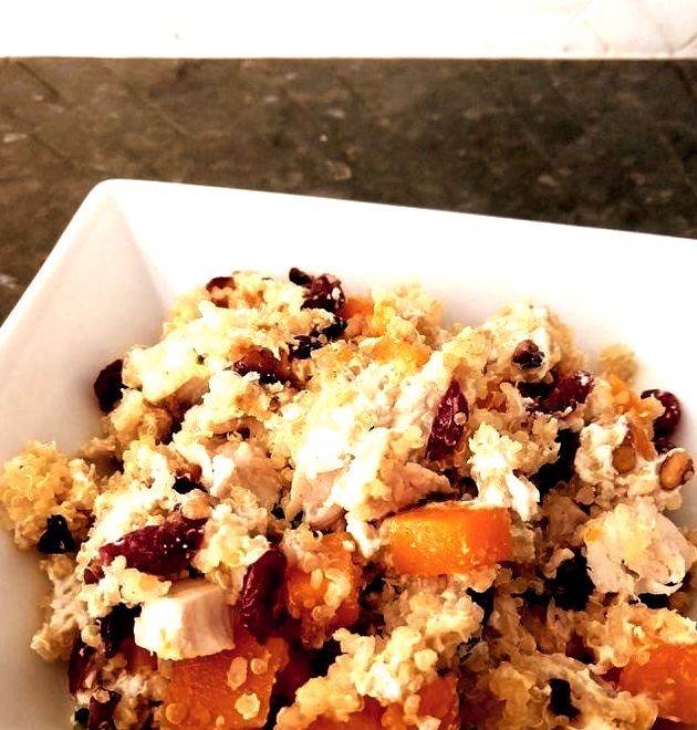 Quinoa with Butternut Squash, Chicken, and Goat Cheese