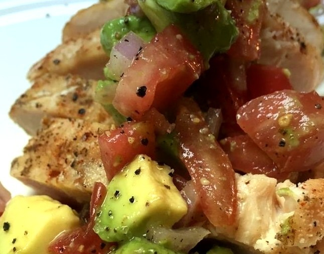 Grilled Chicken with Heirloom Tomato and Avocado Salsa